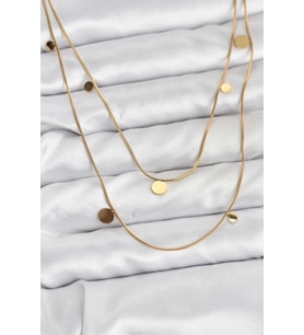 316L Çelik Zincir Gold Renk Pullu Kadın Kolye - TJ-BKO10787
