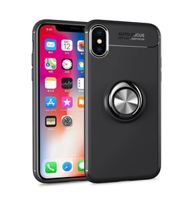 Durukar® iPhone XS Max Kılıf Range Yüzüklü Silikon - Siyah