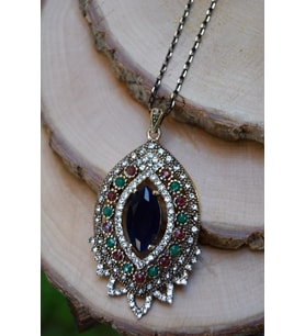 STONEAGE JEWELLERY Safir Taşlı Otantik Kolye (Altın / Dore)