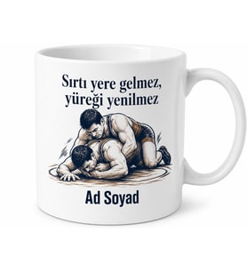 Güreş Minderi Tuş Çizimli Sırtı Yere Gelmeyen Pehlivan Kupa Bardak Hediye