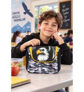 Eagle Kartal Temalı Beslenme Çantası Çocuk Okul Yemek Çantası Günlük Kullanım 24x22x10 cm