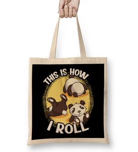 This Is How I Roll Panda Pun Kawaii Little Bear Bez Çanta Uzun Saplı