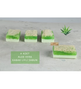 Aktürk Osmanli Sabuni Eşek Sütlü & Aloe Veralı Kabak Lifli Sabun 4 Adet 480 Gr
