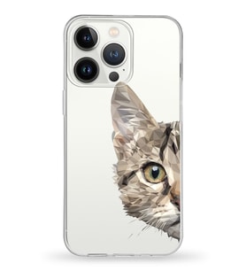Apple iPhone 13 Pro Max Uyumlu Kapak Catface Tasarımlı Şeffaf Silikon Kılıf