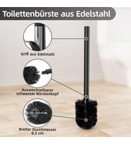 Şık ve Dayanıklı Metal Sap Siyah Tuvalet Fırçası Hijyenik Wc Temizlik Fırçası (34X7 CM  1 ADET) (Gümüş)