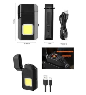 Nanopro Gazsız Rezistanslı Elektrikli Usb Şarjlı Çakmak Mini Cob El Fenerli 2 In 1 Mini Projektörlü