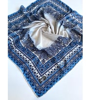 Shawl Secret Dört Mevsim Etnik Desen Eşarp Mavi - 49572