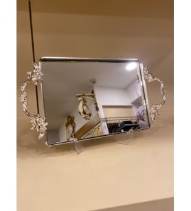TEPSİ KULPLU PİRİNÇ GÜMÜŞ MİNİBOY 22X16 CM