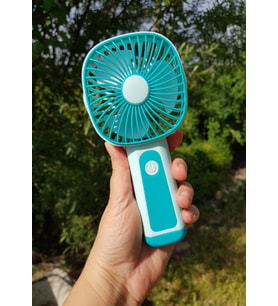 Mini Fan USB Şarjlı Mini El Fanı Taşınabilir Vantilatör 3 Kademeli Sessiz Fan Telefon Tutuculu Mavi