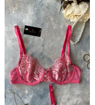 Pinky Flower Balenli Pembe Çiçek Desenli  Sütyen Tanga Takım