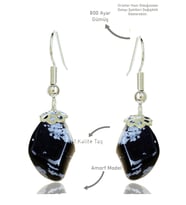 Sertifikalı Amorf Model Karlı Obsidyen Taşı Küpe (Siyah)
