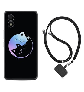 TCL 303 Kılıf Silikon Boyun Askılı İpli Desenli Silikon Love Cats 1604