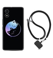 TCL 303 Kılıf Silikon Boyun Askılı İpli Desenli Silikon Love Cats 1604