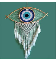 Göz/Nazarlık Şeklinde Ağ Örgülü Beyaz Düş Kapanı Duvar Dekoru / Düş Kapanı / Dreamcatcher