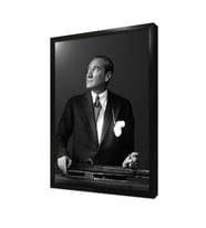 Siyah Beyaz Atatürk Çerçeveli Mdf Tablo