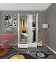 Kenzlife gardırop 4 kapılı 2 çekmeceli biberiye 182*100*42 byz kapaklı gardolap dolap (Karışık)