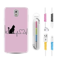 Samsung Note 3 4 5 8 9 20 Ultra 10 Lite Kılıf Kablo Koruma Spiral Silikon Pink Cat Heart 1303