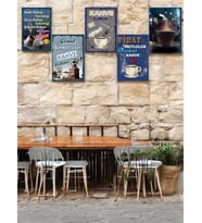 Kahve Keyfini Dekorasyonla Birleştiren 5 Parça (20cmx29cm) Şık Mdf Tablolar, Duvar Tabloları, Cafe Tabloları , Kahve Köşesi Tabloları , Çerçeve Görünümlü Dekoratif Hediyelik