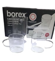 BOROSİLİKAT CAM CEZVE+2Lİ FİNCAN SET