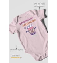 Uykusuzluk Departmanı Baskılı Bebek Zıbını – Çıtçıtlı Body  %100 Pamuk Kısa Kol (Bebek Pembesi)