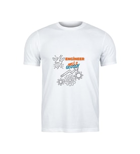 Kişiye Özel Mühendis Tişört - "Engineer [İSİM SOYİSİM]" Tasarımlı Beyaz Unisex Tişört