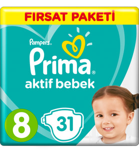 Prima Bebek Bezi Aktif Bebek 8 Beden 17+ Kg 31 Adet