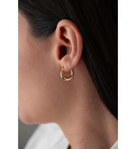 925 Ayar Gümüş Gold Rengi 15 mm Halka Şarnel Küpe