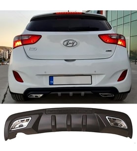 Hyundai i30 Difüzör Difizör Siyah + Kare Egzoz Görünüm C Tip
