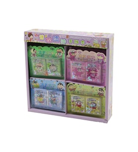 2 Adet Mini Not Defteri Seti - Crayon Shin Chan Tasarımlı - 12 Sayfa Sticker - Sulu Kapak