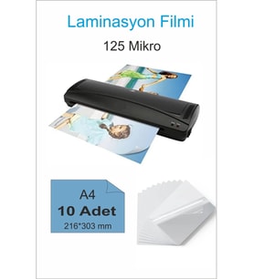 Laminasyon Filmi Parlak A4 10 lu 1 Paket 125 Mikron Laminasyon Kaplama Pvc Kaplama Poşeti