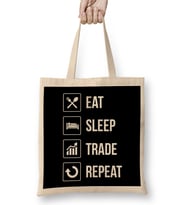 Funny Eat Sleep Trade Repeat Investors Bez Çanta Uzun Saplı