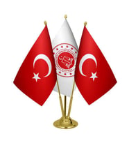 Masa Üstü Adalet Bakanlığı Bayrağı Türk Bayrağı Üçlü Pirinç Direk Masa Bayrak Seti