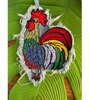 21X15 CM KOT DOKUMA HOROZ ARMA DİKİŞ GİYİM AKSESUARI