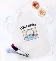 BK Gift Tükendim Tasarımlı Beyaz Mutfak Önlüğü - Model 1