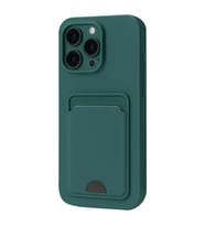 Apple İphone 16 Plus Kılıf Kelvin Kartvizitli Silikon - Koyu Yeşil