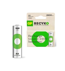 ŞARJLI PİL AA KALEM 2600MAH Nİ-MH (2 ADET) GP RECYKO (Beyaz)