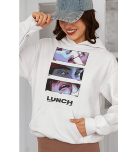 Tasarım Billie Eilish Lunch Baskılı Unisex Oversize Şarkıcı Hoodie