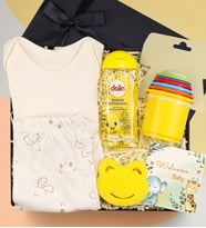 Yenidoğan Bebek Zıbın & Banyo Süngeri & Dalin Bebek Şampuanı & Eğlenceli Bardaklar Premium Yenidoğan Hediye Seti
