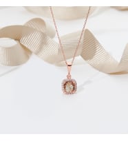 925 Ayar Rose Kaplama Zultanit Taşlı  Fantazi Gümüş Kolye