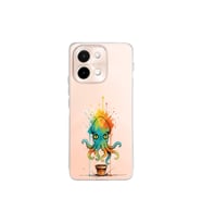 Vivo Y28 ile uyumlu Splash ahtapot tasarımlı şeffaf silikon kılıf