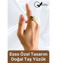 Özel Üretim Altın Pirinç Kaplama Vintage Görünümlü Şık Tasarımlı Ayarlanabilir Doğal Taş Kadın Yüzük