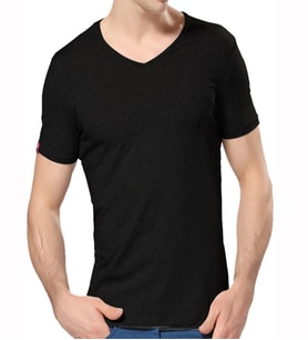 V-Yaka Basic Erkek Tişört (Siyah)