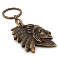 Kızılderili Kabile Şefi Silüet Eskitme Bronz Sarı Antik Metal Anahtarlık KC244