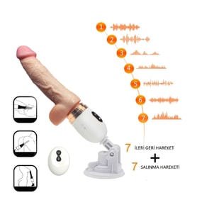 LilituShop USB Şarjlı 7 İleri Geri & 7 Sallanma Fonksiyonlu Isıtmalı Uzaktan Kumandalı Titreşimli Teknolojik Vibratör