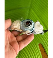 16X4 CM TÜLLÜ GÜLLÜ TASARIM KABARTMA İĞNESİ BROŞ YAKA İĞNESİ TÜRBAN GİYİM AKSESUARI (Turkuaz)