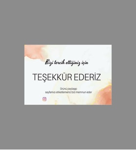 Kişiye Özel Teşekkür Kartı instagram için 5x8 cm 100 adet