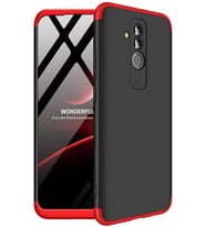 Huawei Mate 20 Lite 360 Derece Zore Tam Koruma Ays Kılıf (Siyah-Kırmızı)