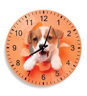 Sevimli Köpek Cam Saat - 40 cm