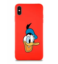 Apple iPhone XS Max Soft Premier Kapak Donald Duck-A Tasarımlı Silikon Kılıf - Kırmızı (Şeffaf)
