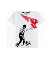 Unisex Atatürk Baskılı Çocuk T-Shirt,Beyaz
